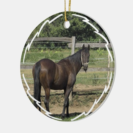 Dark Bay Thoroughbred Horse Ornament (Links)