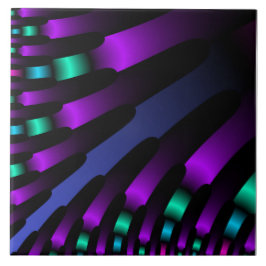 Dark beautiful colors neon glowing Ribbon Stripes Tegeltje