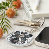 Dark Beauty Gothic Aziatische Fairy Tattoos & Zwee Sleutelhanger (Voorkant Rechts)