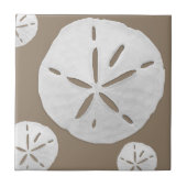 Dark Beige & White Tropical Beach Sand Dollar Tegeltje (Voorkant)