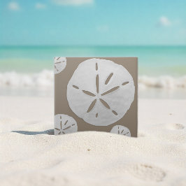 Dark Beige & White Tropical Beach Sand Dollar Tegeltje