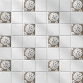 Dark Beige & White Tropical Beach Sand Dollar Tegeltje