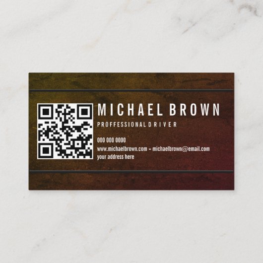 Dark Black Driver Minimalist Bold Moderne QR-code Visitekaartje (Achterkant)