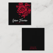 Dark Black en Red Roses Tattoo Artist Vierkante Visitekaartje (Voorkant / Achterkant)