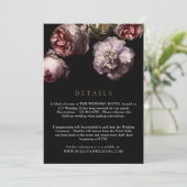 Dark Black Floral Wedding Kaart Details (Staand voorkant)