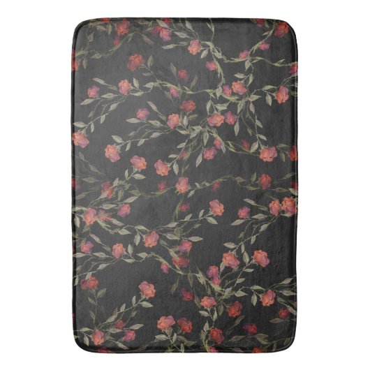 Dark Black Moody Floral Badmat (Voorkant Verticaal)