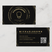 Dark Black Skull Tattoo Piercing Studio QR Code Visitekaartje (Voorkant / Achterkant)