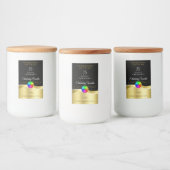 Dark Black Wavy Gold Logo Monogram Productlabel Voedselcontainer Etiket (Flessen)