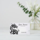Dark Black & White Dragon Tattoo Shop Visitekaartje (Staand voorkant)