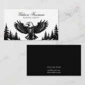 Dark Black & White Eagle Tattoo Artiest Visitekaartje (Voorkant / Achterkant)