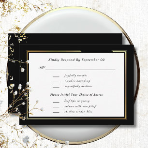 Dark Black White Gold Script Menu Selectie RSVP