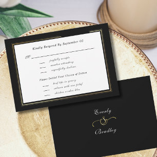 Dark Black White Gold Script Menu Selectie RSVP