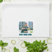 Dark Blauwgroen Alle Petten Beste moeder ooit Foto Theedoek (Gevouwen)