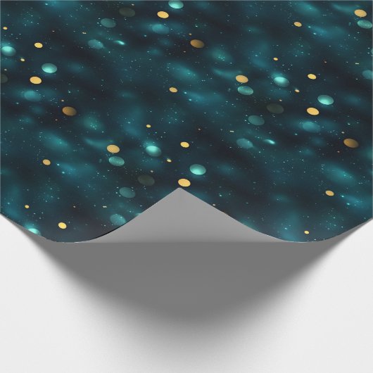 Dark Blauwgroen Bokeh Effect Cadeaupapier (Hoek)