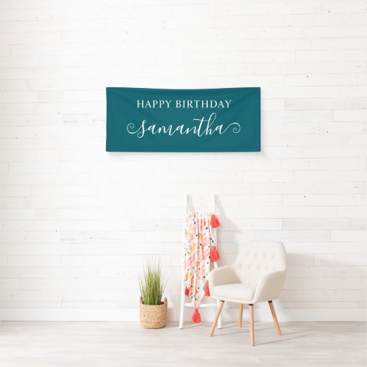 Dark Blauwgroen Happy Birthday Short Curly Swash N Spandoek (Insitu)