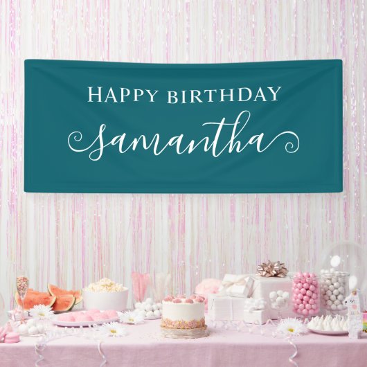 Dark Blauwgroen Happy Birthday Short Curly Swash N Spandoek (Feest)