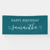 Dark Blauwgroen Happy Birthday Short Curly Swash N Spandoek (Horizontaal)