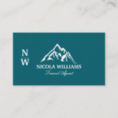 Dark Blauwgroen Mountain Logo Travel Agent Visitekaartje (Voorkant)