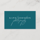 Dark Blauwgroen Signature Script QR Code Social Me Visitekaartje (Voorkant)