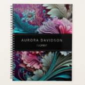 Dark Bloom Blauwgroen Paarse Waterverf Floral Planner (Voorkant)