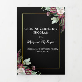 Dark Bloom Croning Ceremony-programma Drieluik Uitnodiging