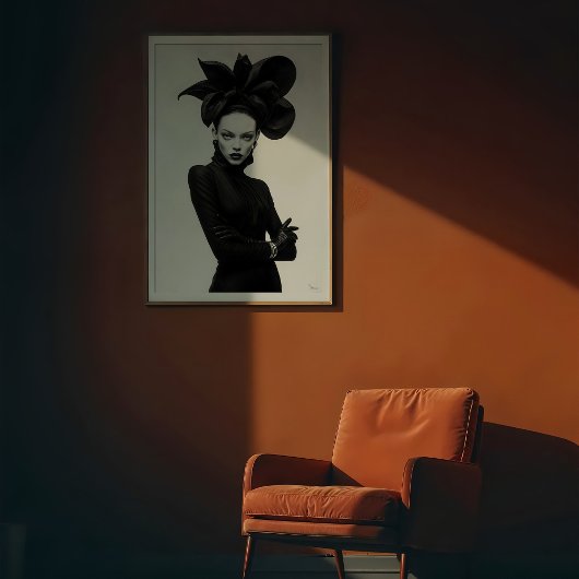 Dark Bloom: Sculptural Monochrome Mode Poster