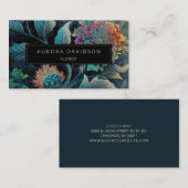 Dark Bloom Waterverf Blauwgroen Floral Leaf Visitekaartje (Voorkant / Achterkant)