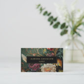 Dark Bloom Waterverf Green Ivory Floral Visitekaartje (Staand voorkant)