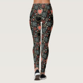 Dark Blooms Delight: Naadloos bloemenpatroon Leggings (Achterkant)
