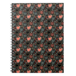 Dark Blooms Delight: Naadloos Bloemmotief Notitieboek