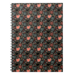 Dark Blooms Delight: Naadloos Bloemmotief Notitieboek