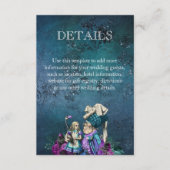 Dark Blue Alice in Wonderland Wedding Details Informatiekaartje (Voorkant)