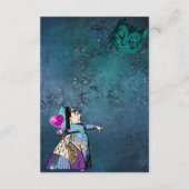 Dark Blue Alice in Wonderland Wedding Details Informatiekaartje (Achterkant)