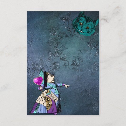 Dark Blue Alice in Wonderland Wedding Details Informatiekaartje (Achterkant)