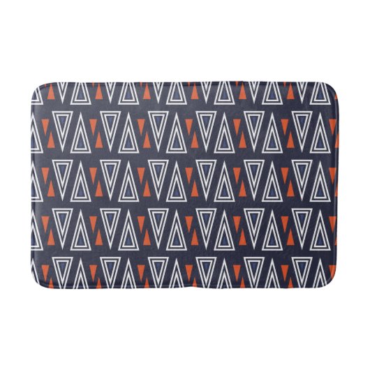 Dark Blue and Red Geometric Triangles Pattern Badmat (Voorkant)
