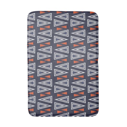 Dark Blue and Red Geometric Triangles Pattern Badmat (Voorkant Verticaal)