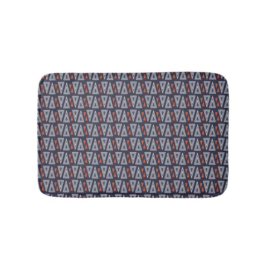 Dark Blue and Red Geometric Triangles Pattern Badmat (Voorkant)