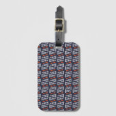 Dark Blue and Red Geometric Triangles Pattern Bagagelabel (Voorkant (verticaal))