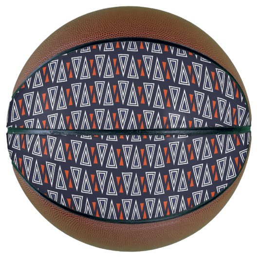 Dark Blue and Red Geometric Triangles Pattern Basketbal (Voorkant)