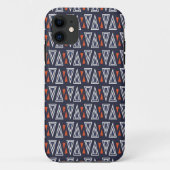 Dark Blue and Red Geometric Triangles Pattern Case-Mate iPhone Case (Achterkant)