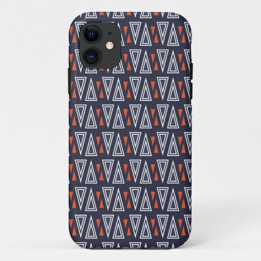 Dark Blue and Red Geometric Triangles Pattern Case-Mate iPhone Case (Achterkant)