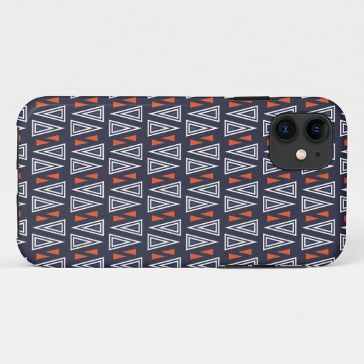 Dark Blue and Red Geometric Triangles Pattern Case-Mate iPhone Case (Achterkant (horizontaal))
