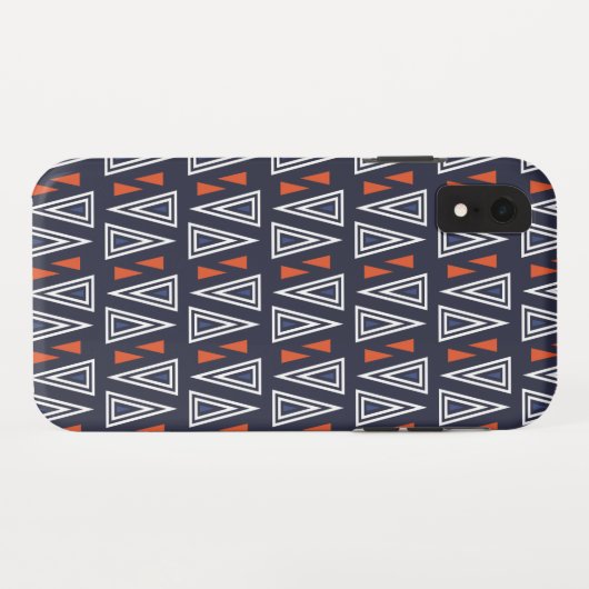 Dark Blue and Red Geometric Triangles Pattern Case-Mate iPhone Case (Achterkant (horizontaal))