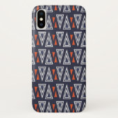 Dark Blue and Red Geometric Triangles Pattern Case-Mate iPhone Case (Achterkant)