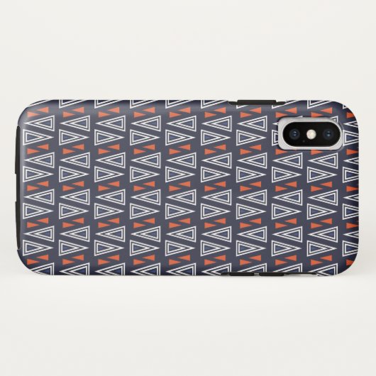 Dark Blue and Red Geometric Triangles Pattern Case-Mate iPhone Case (Achterkant (horizontaal))