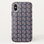 Dark Blue and Red Geometric Triangles Pattern Case-Mate iPhone Case (Achterkant)