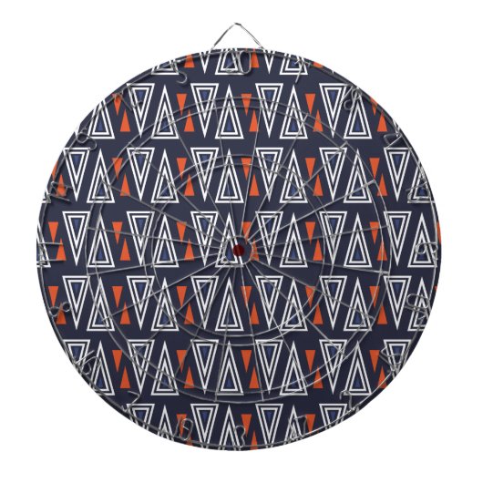 Dark Blue and Red Geometric Triangles Pattern Dartbord (Voorkant)
