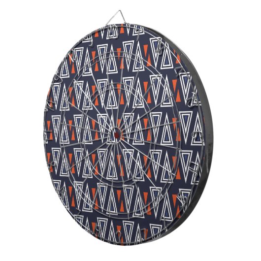 Dark Blue and Red Geometric Triangles Pattern Dartbord (Voorkant Rechts)
