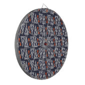 Dark Blue and Red Geometric Triangles Pattern Dartbord (Voorkant Links)