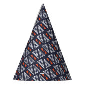 Dark Blue and Red Geometric Triangles Pattern Feesthoedjes (Links)
